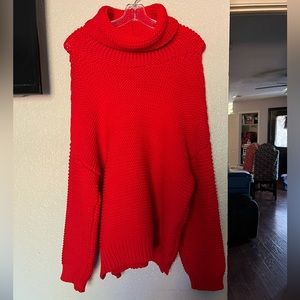 Blushing heart red turtle neck